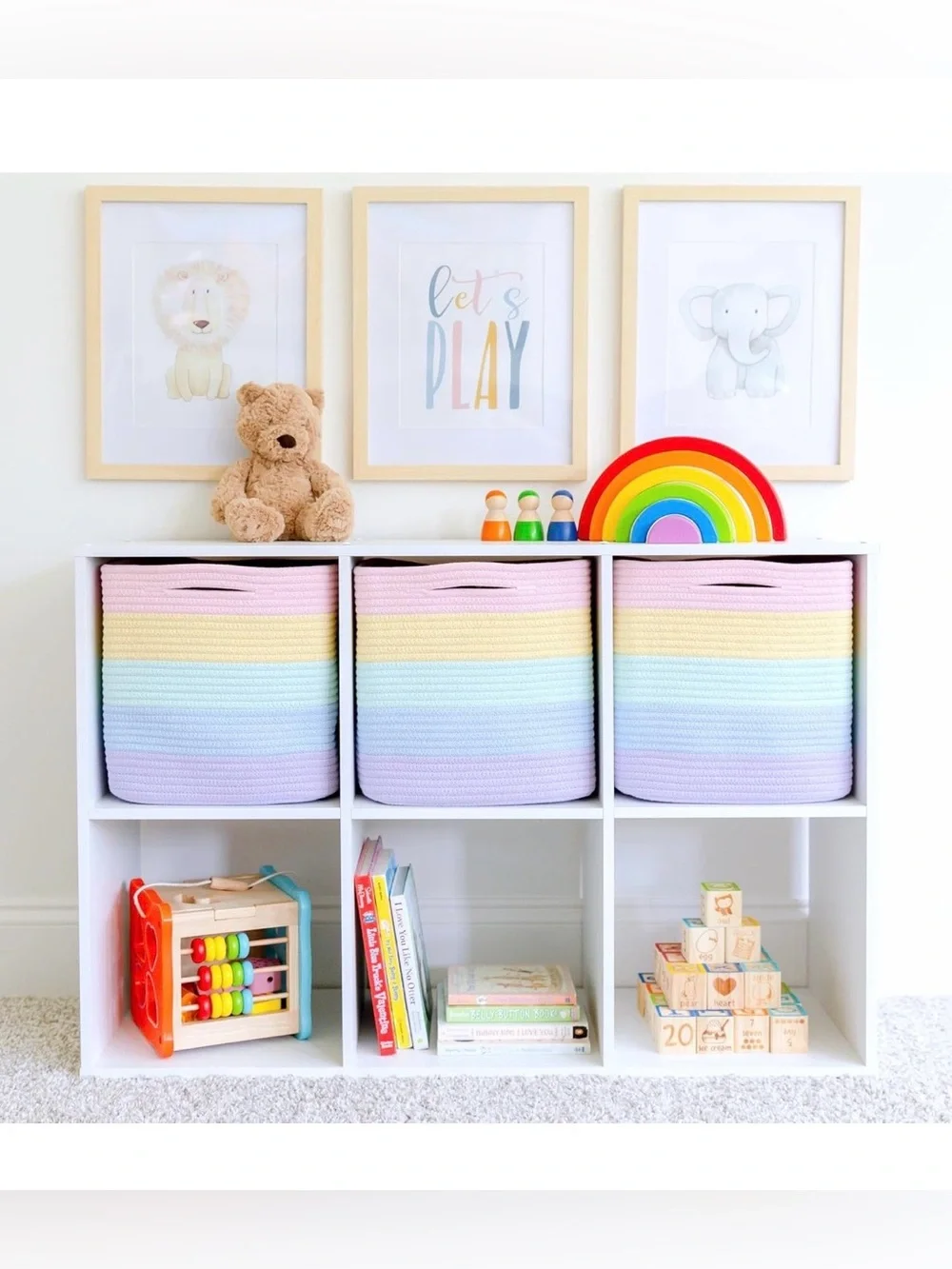 NWT..Pastel Stripe Cotton Rope Storage Bins - 3-Pack